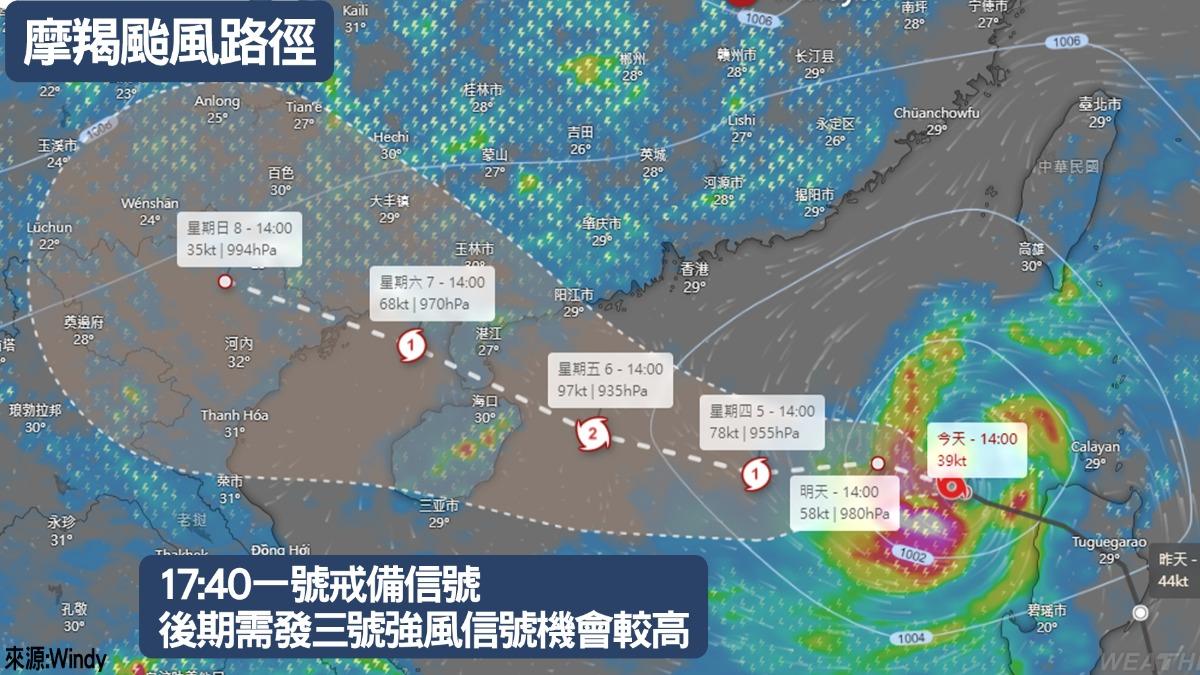 魔羯颱風路徑預測圖。(圖/TVBS)
