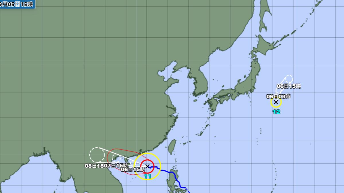 麗琵颱風與魔羯颱風路徑。（圖／翻攝自日本氣象廳）