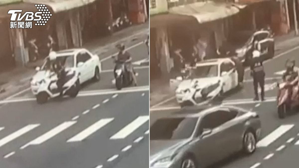 警方攔下呂男的車輛。(圖/TVBS)