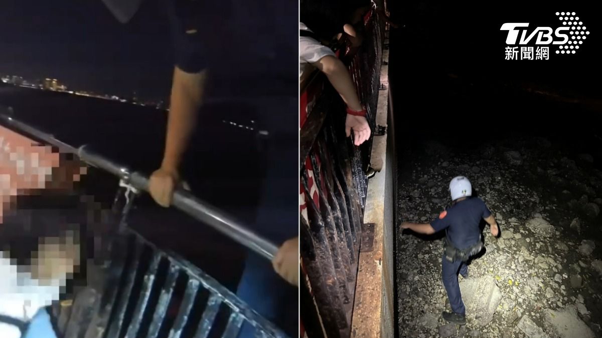 韓國女遊客看夜景「皮夾掉進淡水河」　熱血警跳下幫撿