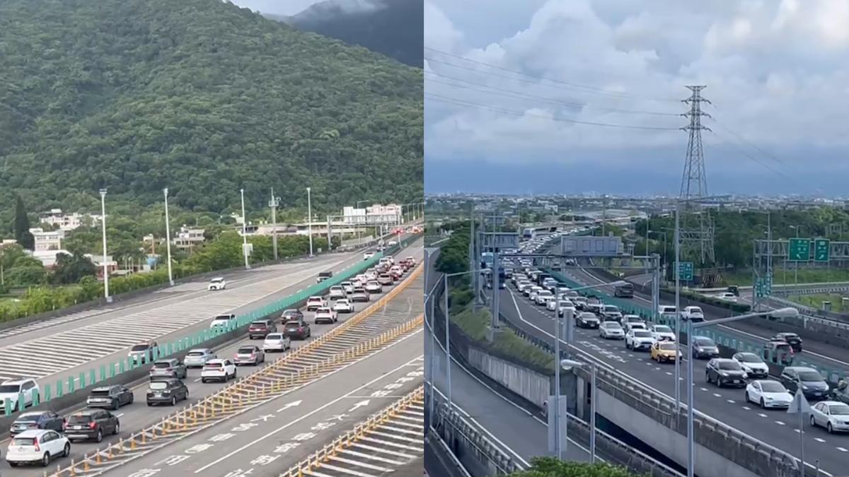 車流回堵至國道5號北向36公里、南向7公里。(圖/TVBS)