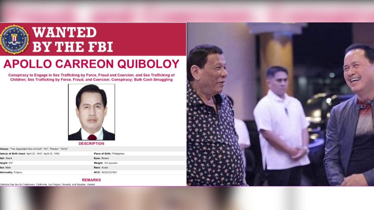 菲律賓教會領袖、前總統杜特蒂（Rodrigo Duterte）的友人奎博洛伊（Apollo Carreon Quiboloy）落網。（圖／翻攝自 FBI、X@PhilippineStar）