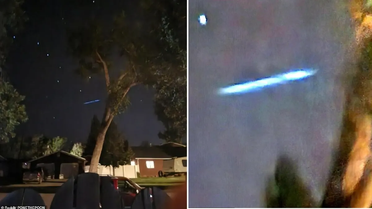 美國夫婦看流星雨意外錄下不明飛行物體。(圖/翻攝自《每日郵報》)