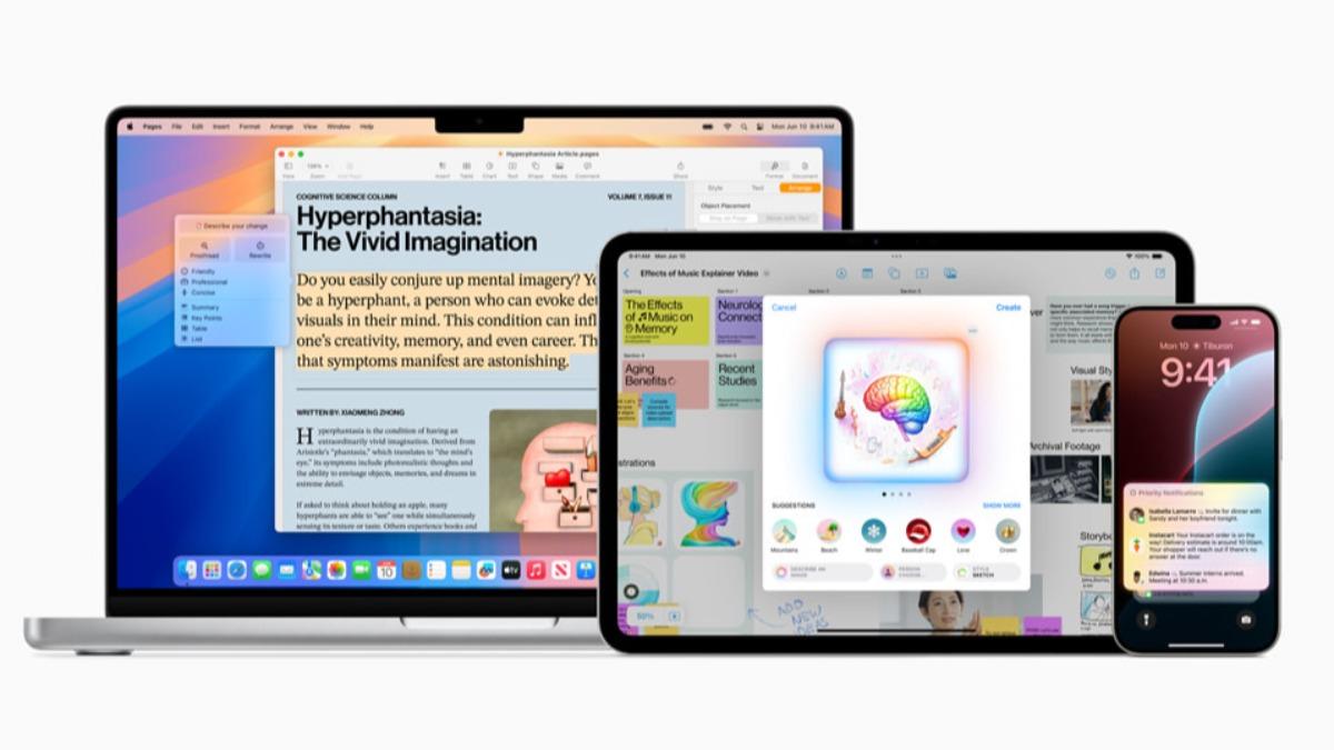 「Apple Intelligence」預計要等到今年10月發佈的「iOS 18.1」才能正式啟用。(圖/翻攝自Apple)