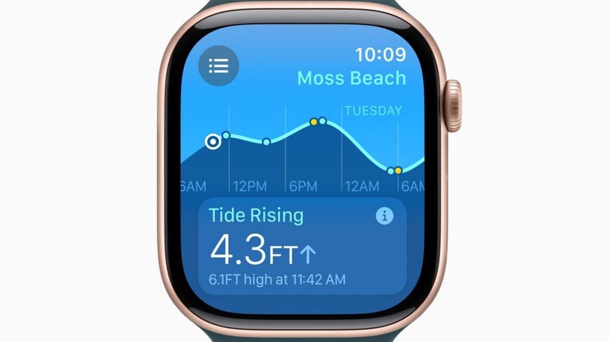 Apple Watch Series 10新增「潮汐」APP,讓用戶能掌握即時潮汐資訊。(圖/翻攝自蘋果官網)
