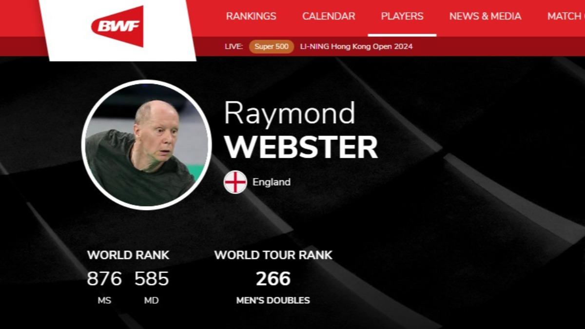 70歲的韋伯斯特目前世界單打排名第876。(圖/翻攝自BWF)