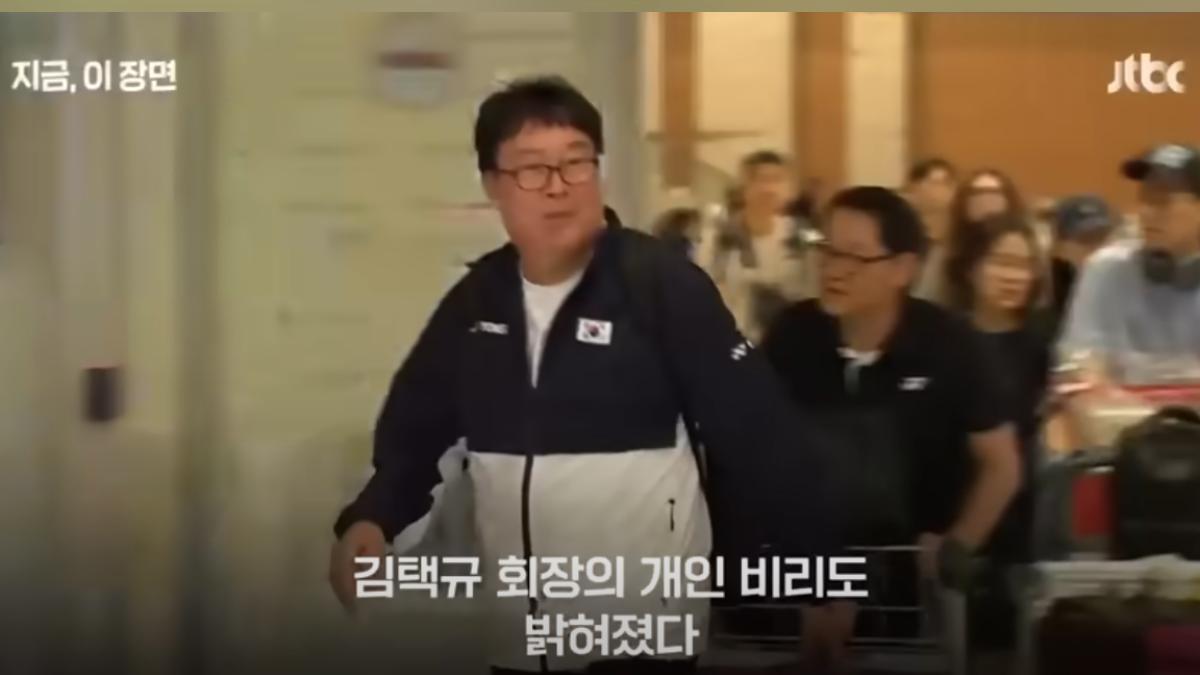 南韓羽球協會現任會長金澤圭,被查出有貪汙的嫌疑,未來很可能被定案搜查。(圖/翻攝自JTBC新聞影片)
