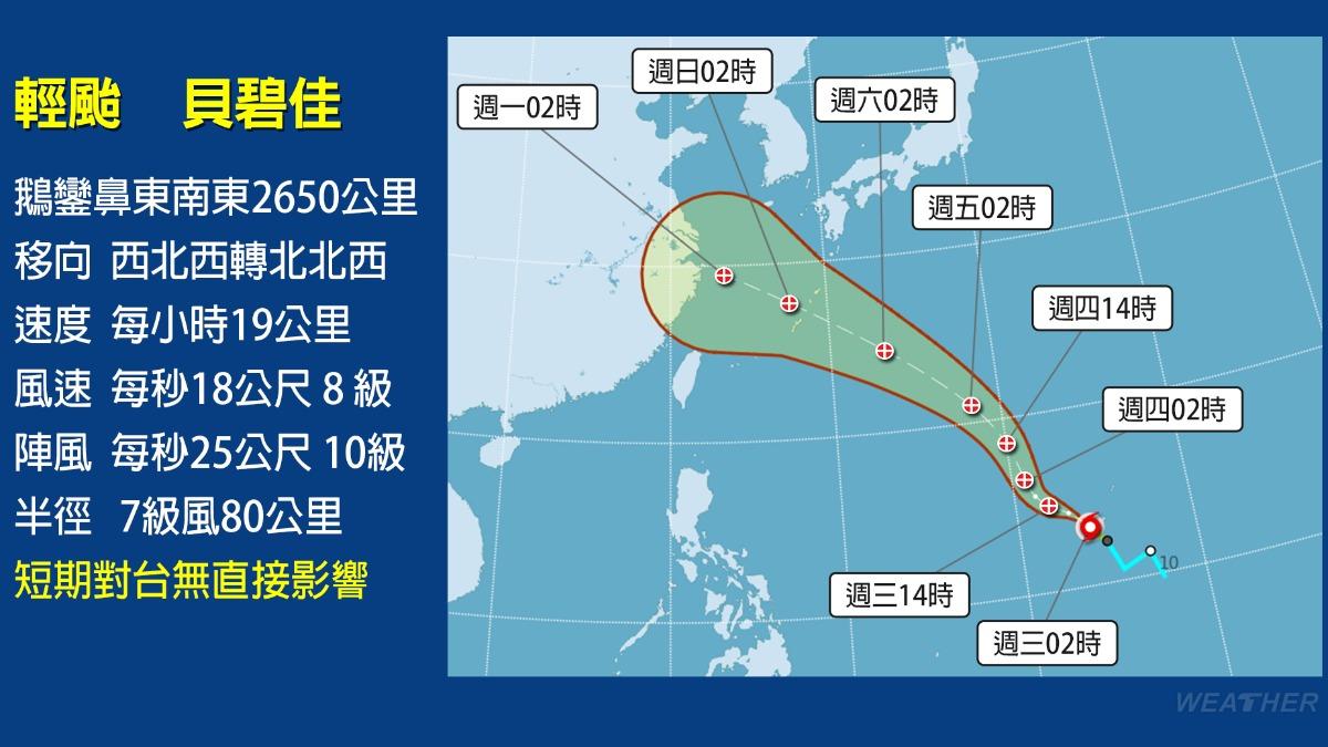 颱風貝碧佳路徑。（圖／TVBS）