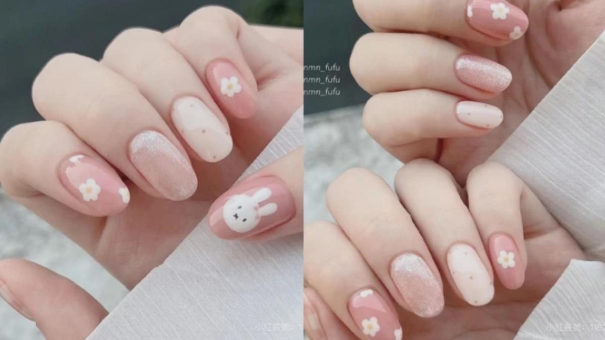 粉嫩兔子。（圖／翻攝自小紅書@ UNIP NAIL）