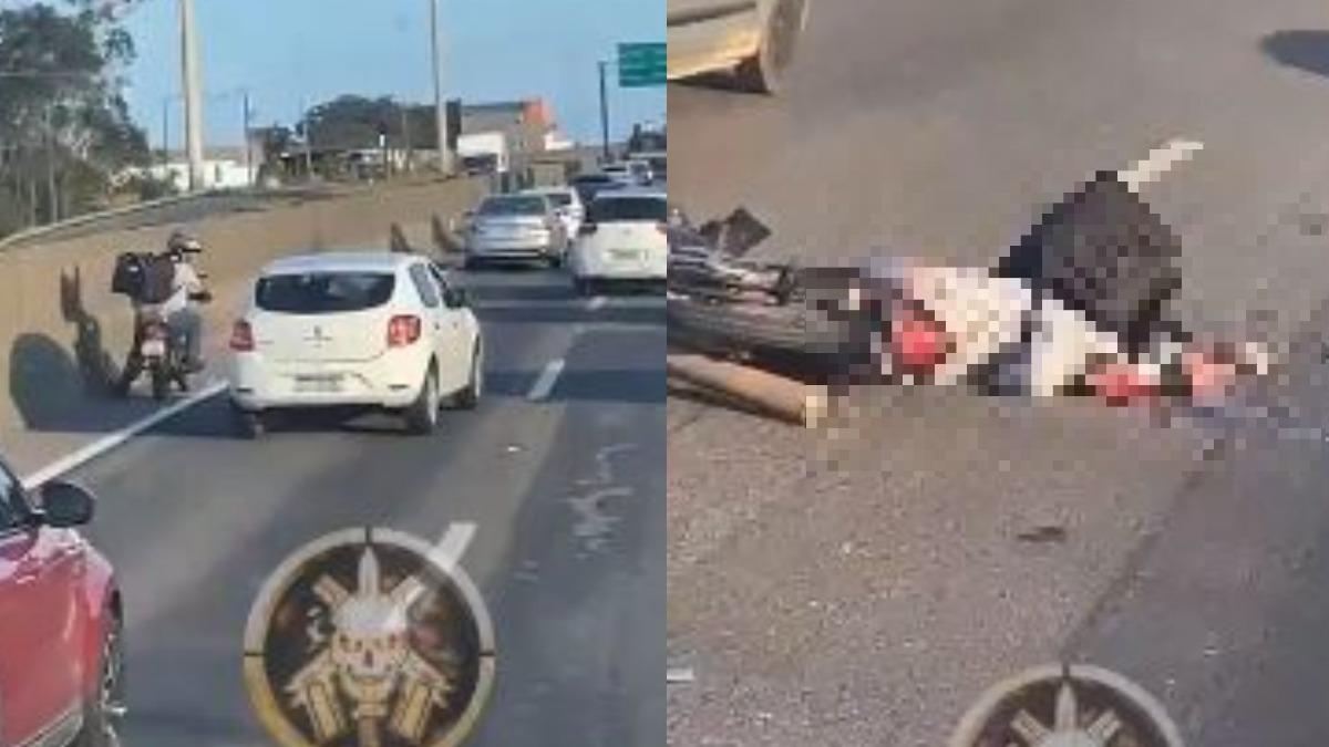 沿路拍窗飆罵!巴西重機男「逼車變摔車」 慘遭大卡輾頭丟命