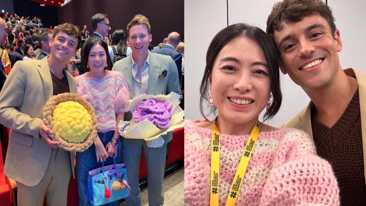 甘比送給戴利以及布萊克編織造型蛋塔及紫玫瑰。(圖/翻攝自甘比IG)