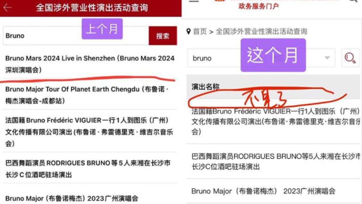 火星人布魯諾的深圳演唱會疑遭取消。(圖/翻攝自微博)