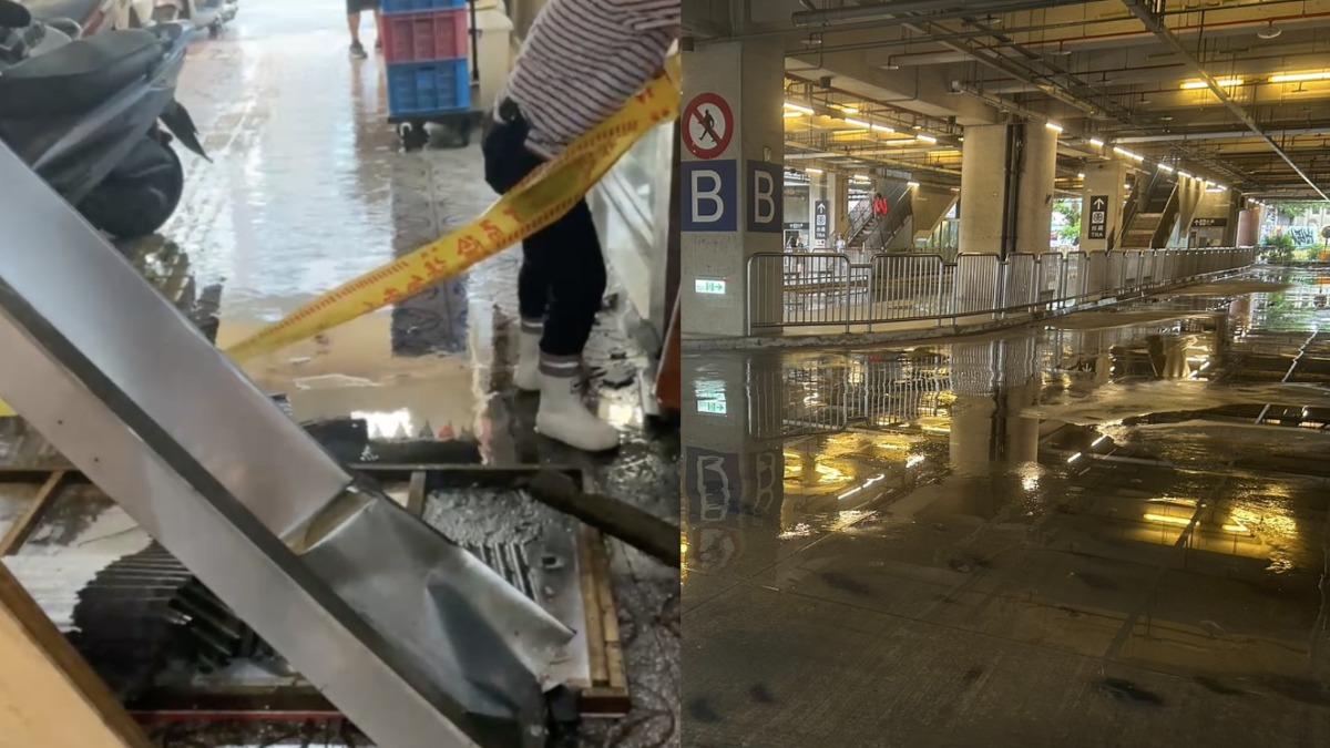 雨彈炸台中!市場天花板坍 車站「變水上樂園」乘客傻眼
