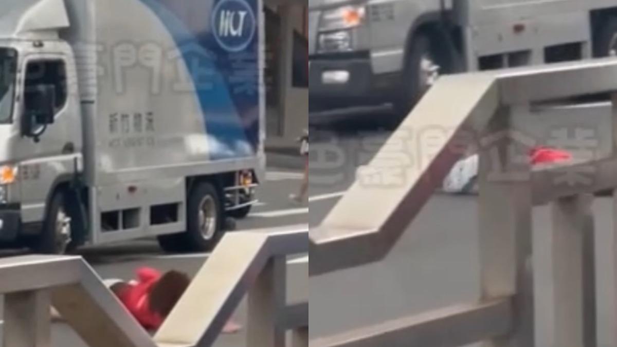 有片/一中商圈驚悚瞬間!紅衣女當街翻滾、躺馬路 免罰原因曝