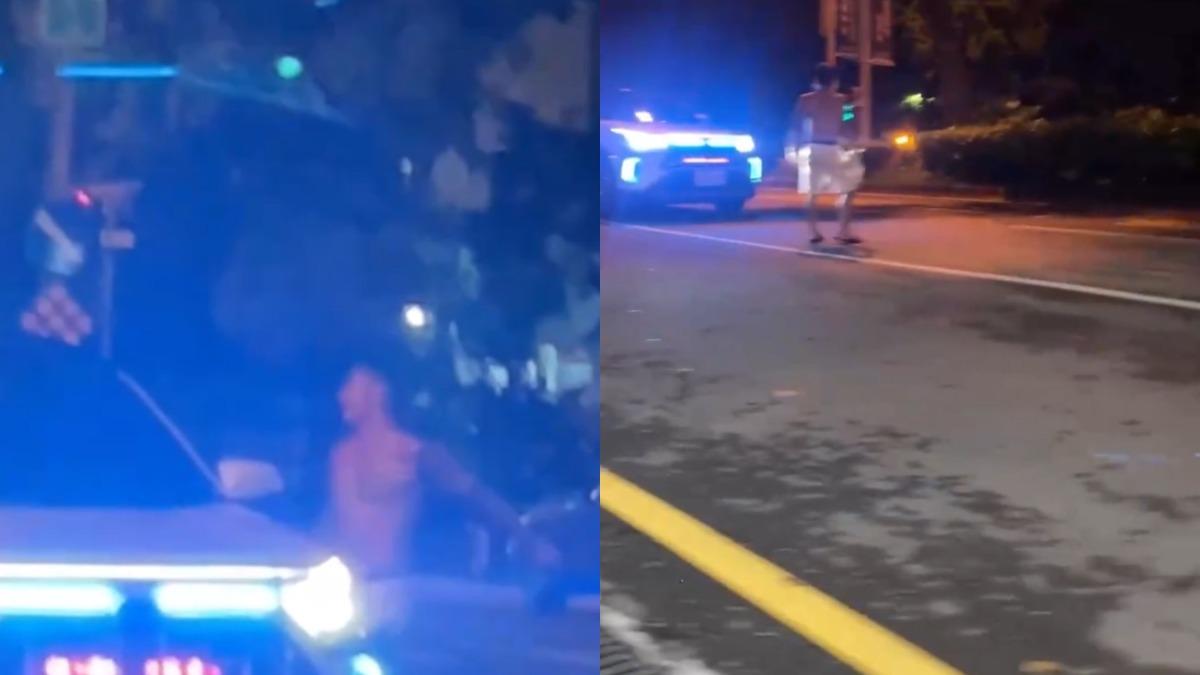 有片/台中醉裸男遊蕩路中!被按喇叭爆氣 要運將「下來」怒砸車