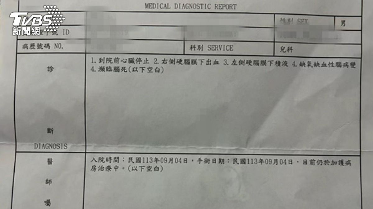 男嬰如今瀕臨腦死。(圖/民眾提供)