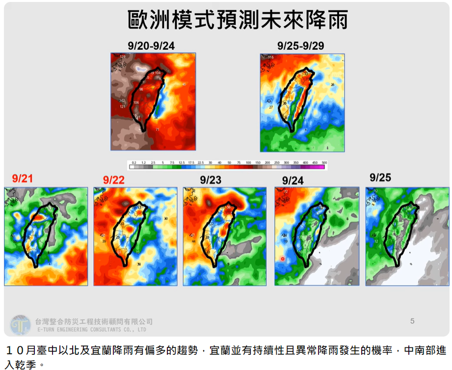 歐洲模式預測未來降雨。(圖/翻攝自Hsin Hsing Chia YT)