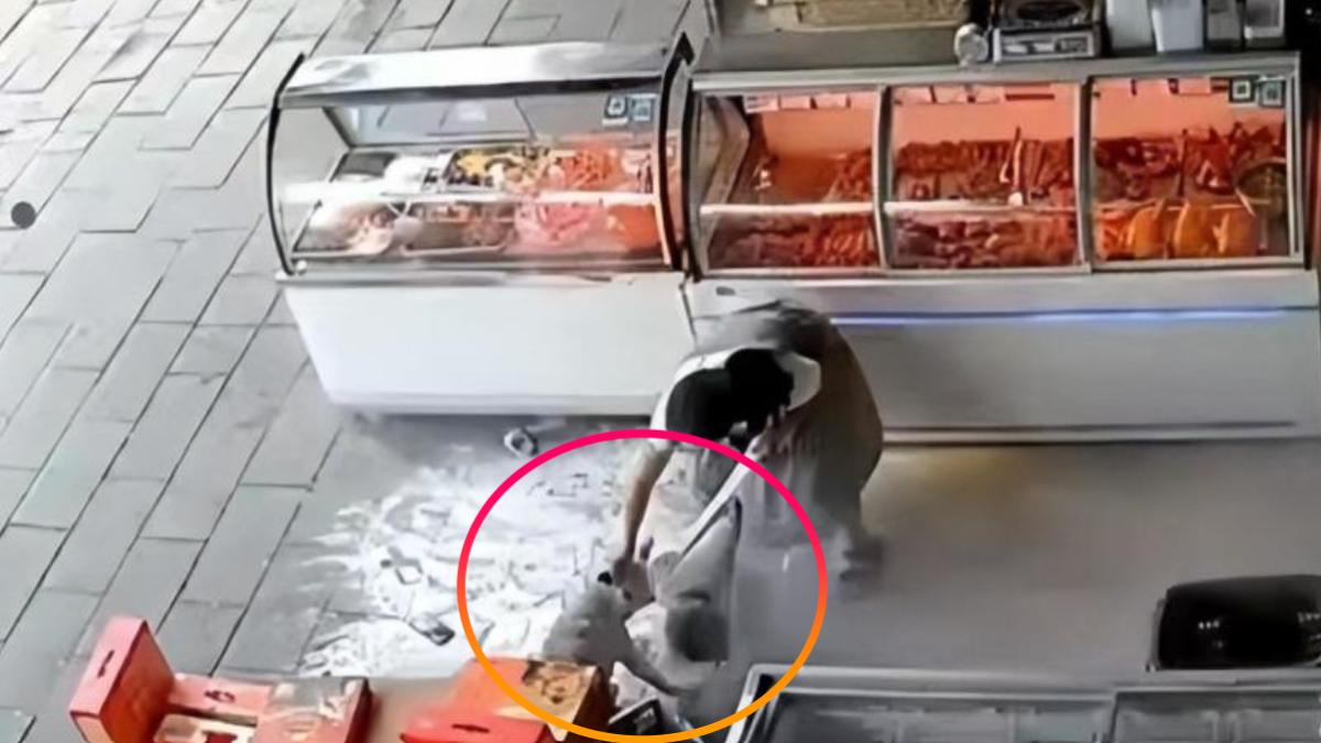 惡犬將3歲女童在地上拖行，一旁民眾嚇得救人。（圖／翻攝自微博）