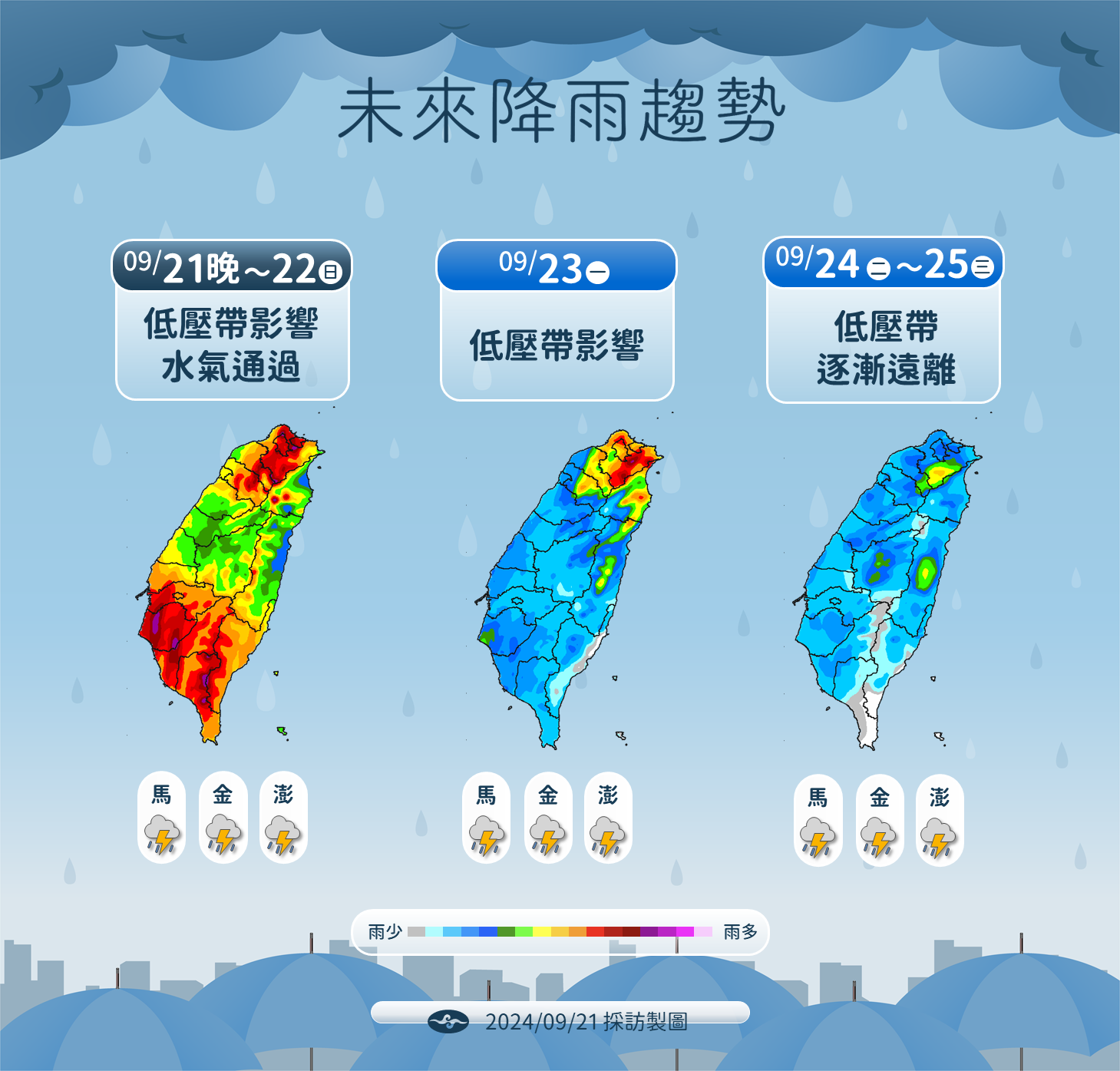 近期降雨趨勢變化。(圖/中央氣象署)