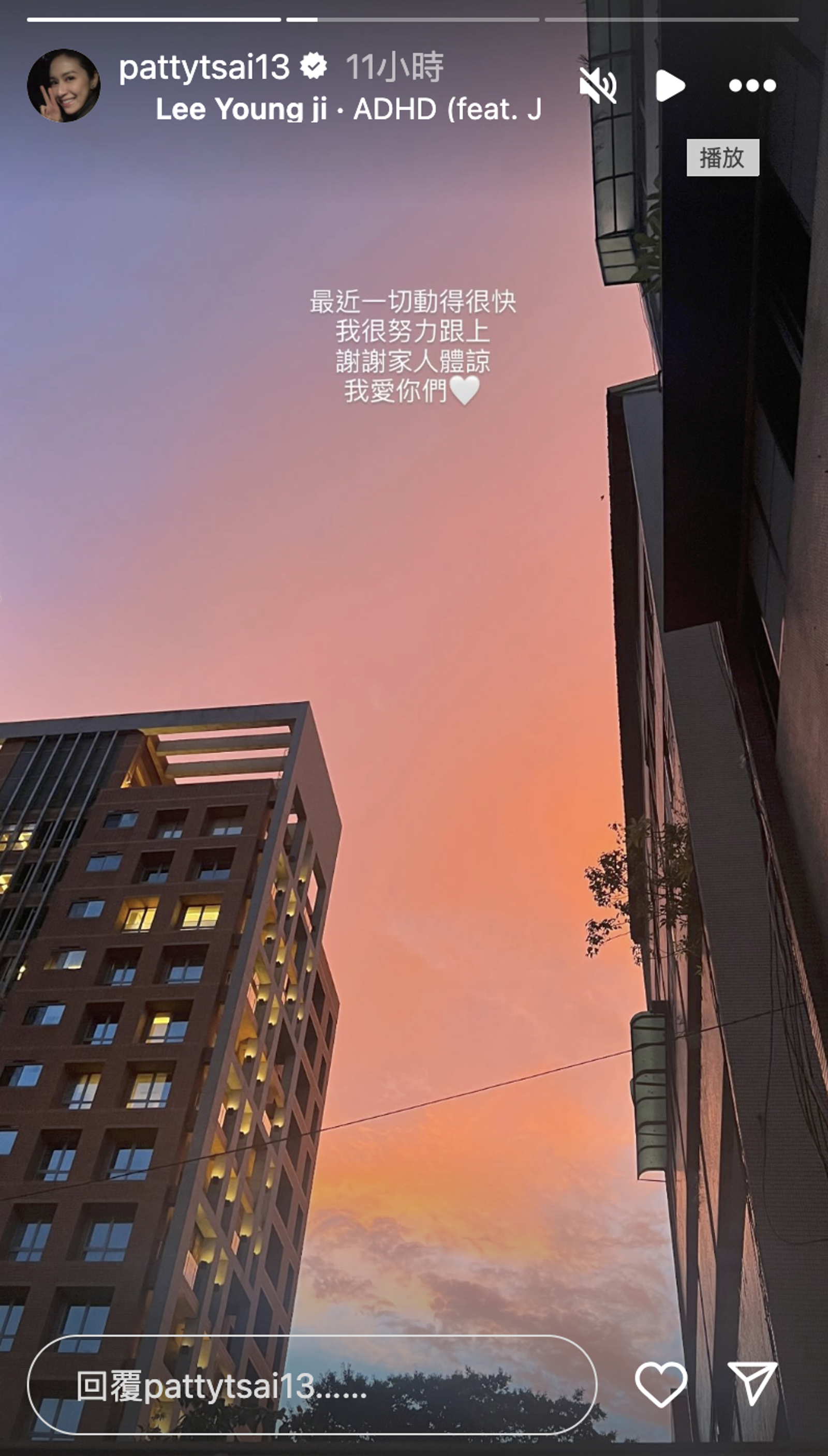 蔡依珊發限動表示「最近一切動得很快。」（圖／翻攝蔡依珊IG）
