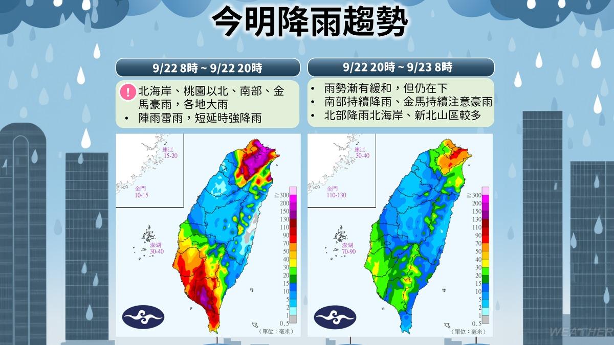 今明降雨趨勢。(圖/TVBS)