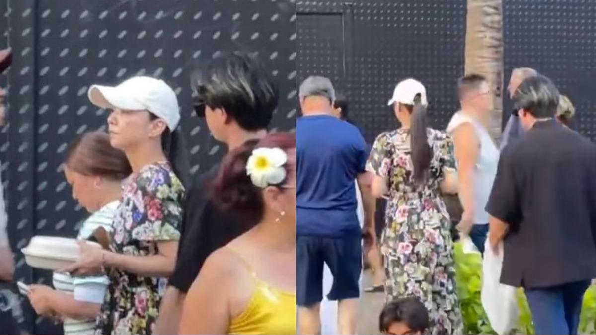 有網友在夏威夷偶遇安室奈美惠,一名年輕男子跟在身旁,推測應是26歲兒子溫大。(圖/翻攝自小紅書)