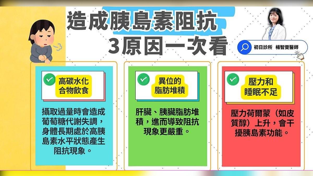 造成胰島素阻抗的3種原因。(圖/翻攝自楊智雯臉書)