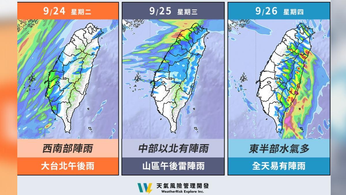 本週天氣持續不穩定。(圖/臉書粉專「天氣風險」提供)