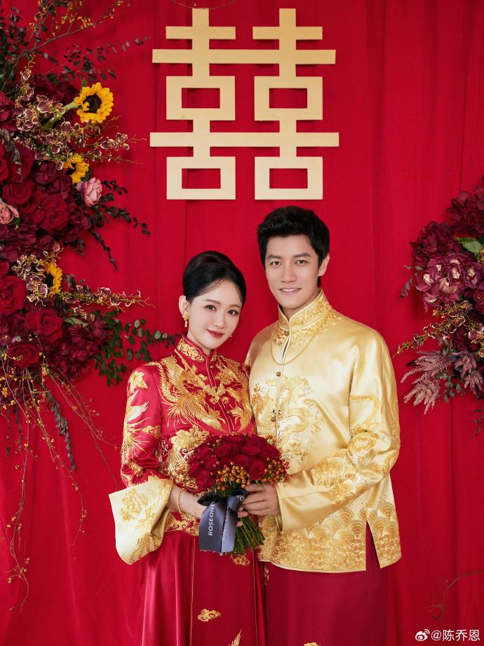 陳喬恩與男友交往5年、結婚2年,在馬來西亞補辦婚禮。(圖/翻攝自陳喬恩微博)