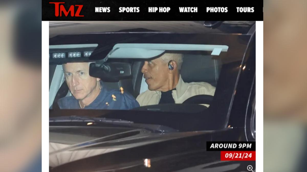 歐巴馬坐在SUV內。（圖／翻攝自 TMZ）