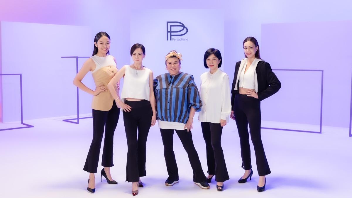 簡沛恩(左二)、林美秀(中)、吳淡如(右二)身材不同卻可以穿同件褲子。(圖/PP塑崩律動褲提供)
