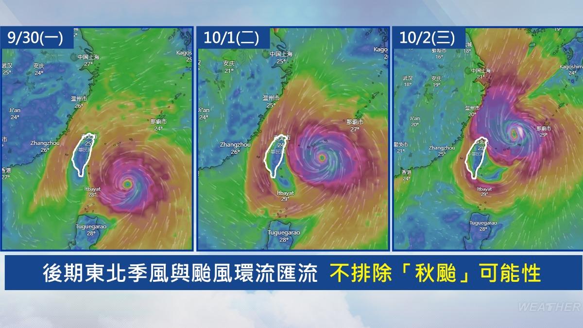 預估下週一(9/30)至下週三(10/2)影響最明顯。(圖/TVBS)