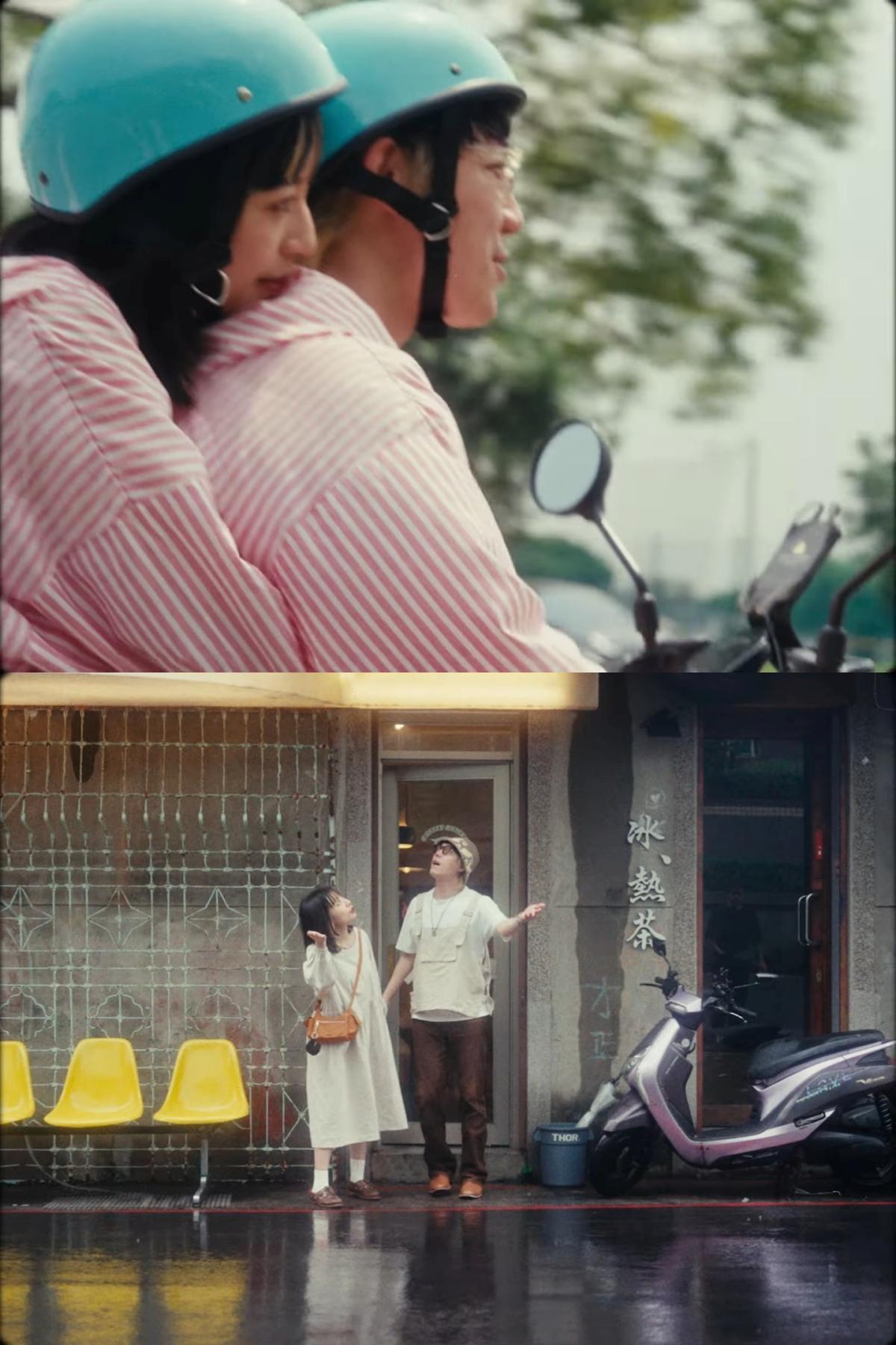 Zum最喜歡〈好人紀行〉中情侶一起騎機車的畫面,來台取景也拍出有別於日本的台灣日常感。(圖/翻攝自luv YouTube)