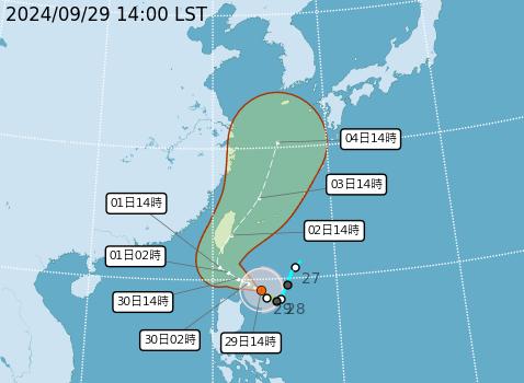 山陀兒颱風路徑預報。(圖/翻攝自中央氣象署)