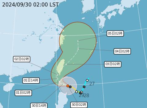 山陀兒颱風路徑預測。(圖/中央氣象署)