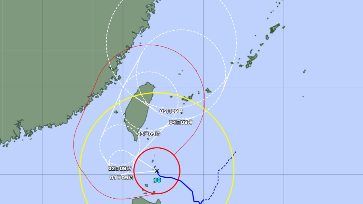 日氣象廳:山陀兒成「非常強颱」3日貫穿台灣 最新颱風路徑曝
