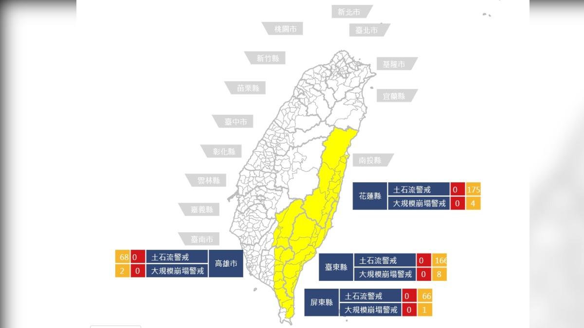 「山陀兒」來襲!農水署發475條土石流警戒、花東逾300處
