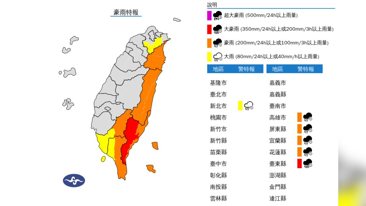 天氣/颱風山陀兒炸雨彈!大豪雨「轟到明早」 6縣市發特報