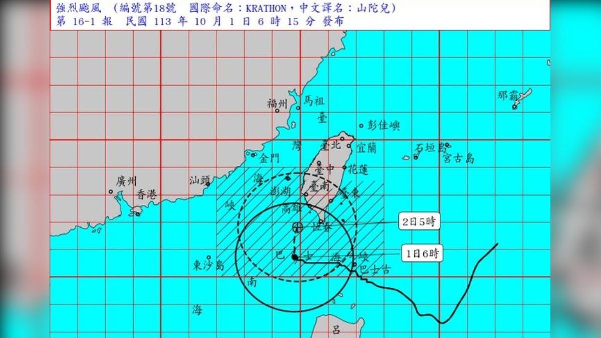 天氣／強颱山陀兒「斜切縱走」北轉！估明登陸高屏沿海　暴風圈掃全台
