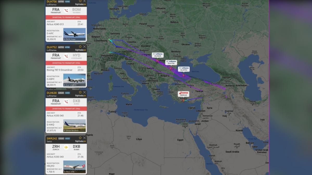 有航班飛一半急轉彎躲禁飛區。(圖/翻攝自 FlightRadar24)