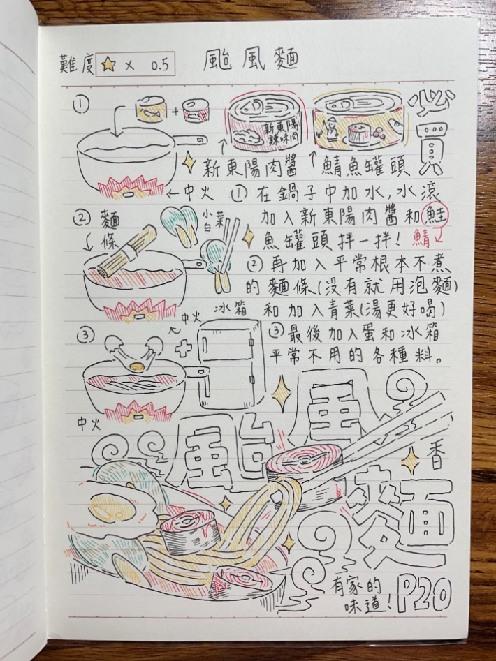如意分享颱風麵作法。(圖/翻攝自threads @roouk.ie)