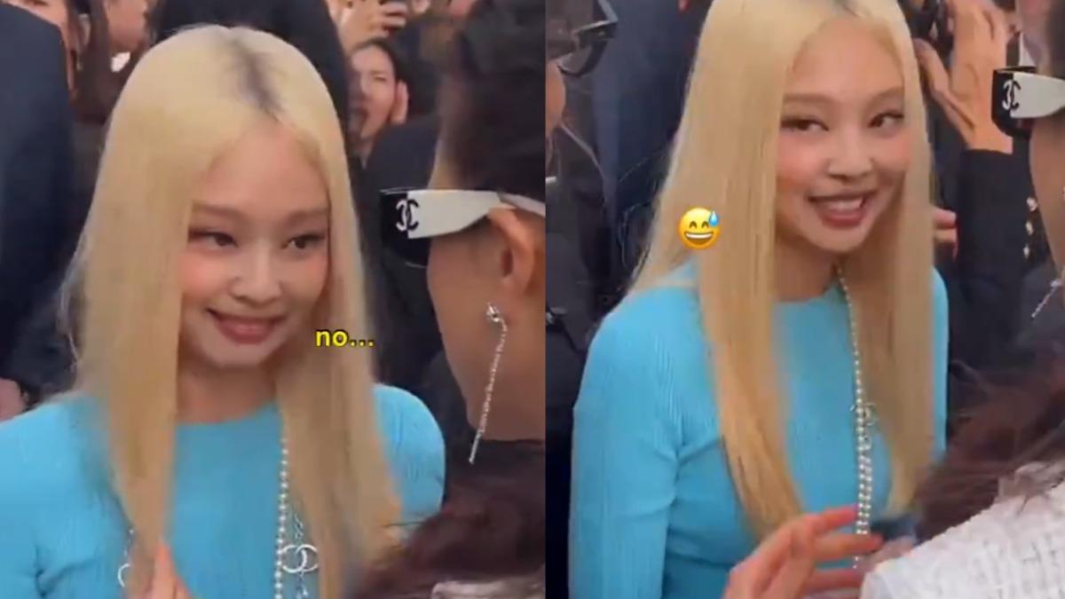 網友認為Jennie被問起髮色後,表情有些尷尬。(圖/翻攝自x@jnkloops)