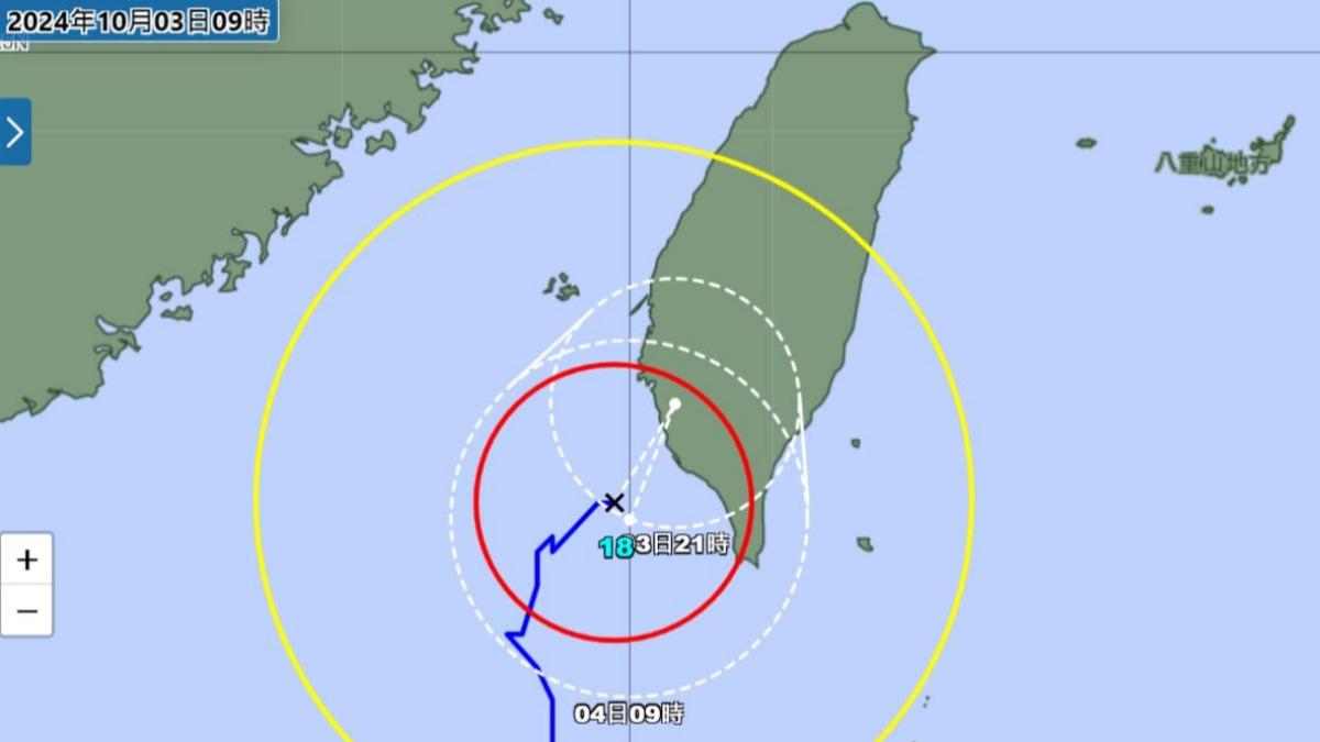 日氣象廳原先預測山陀兒颱風登台再「V型反彈」出海。(圖/翻攝自日本氣象廳)