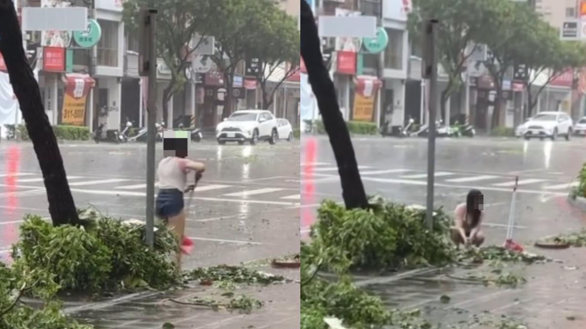 豪雨猛灌高雄!長髮妹「徒手清淤泥」全溼透 全場讚:人間天使