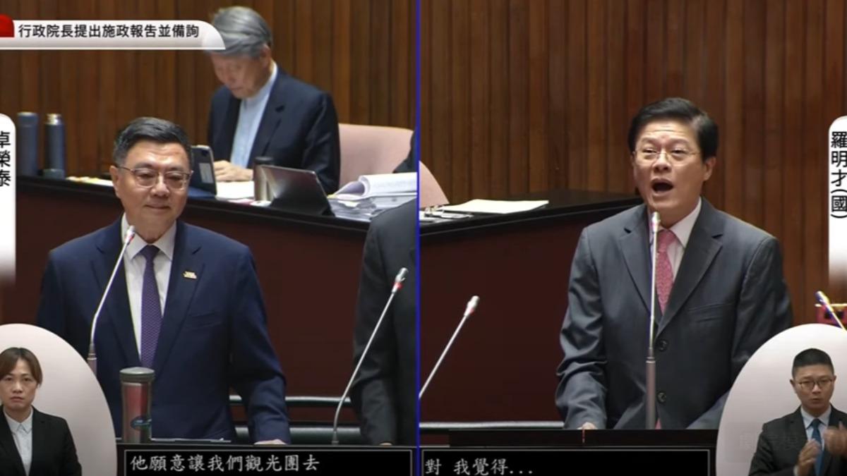 國民黨立委羅明才（右）建議派民進黨團總召柯建銘赴中交流。（圖／翻攝自國會議事轉播頻道）