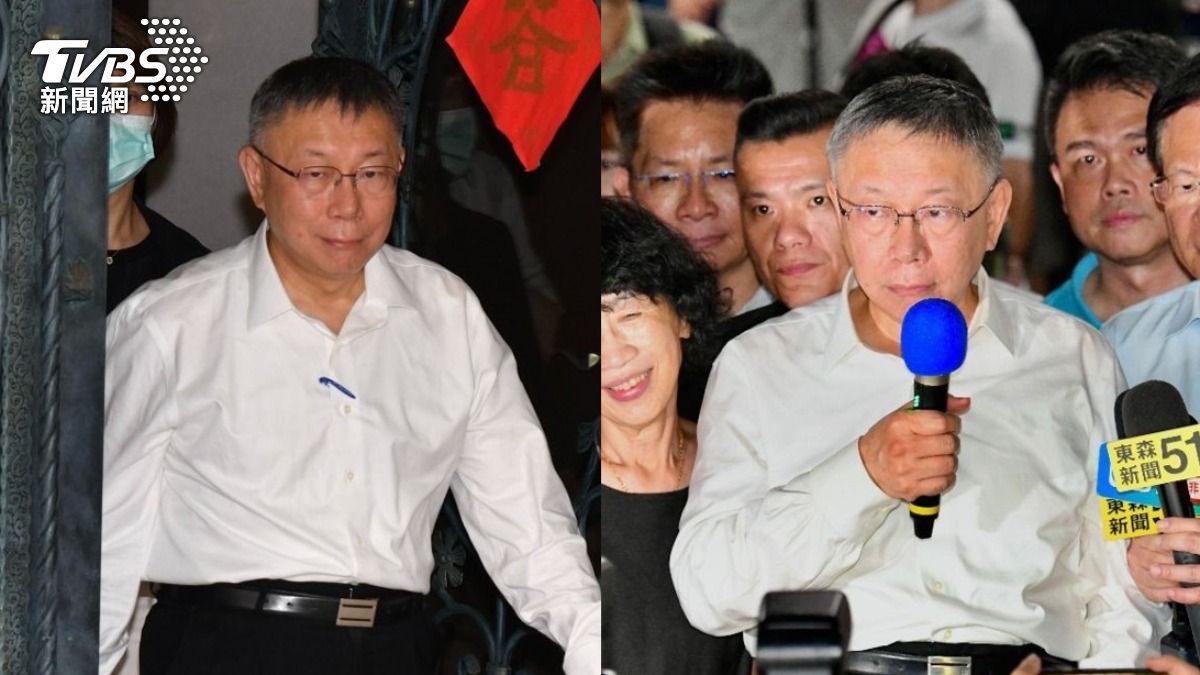 左圖為8月30日，柯文哲住處遭檢廉搜索；右為9月2日，獲裁無保飭回在檢署外。（資料圖／胡瑞麒攝）