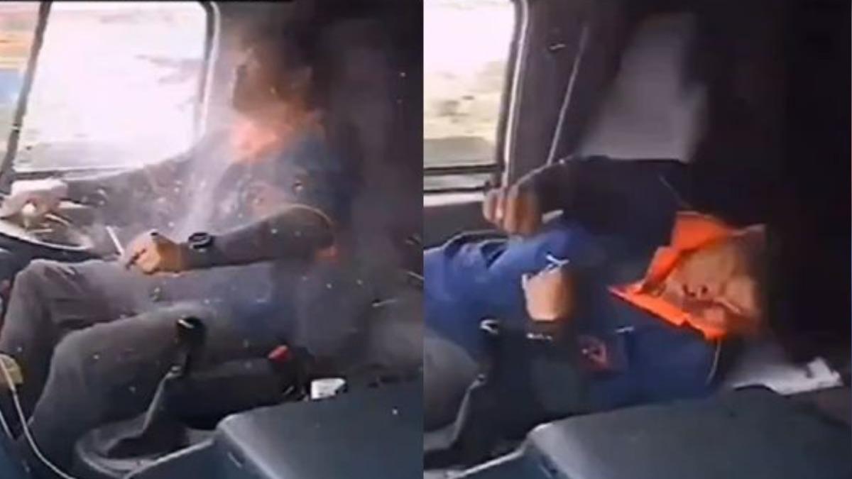 有片/金屬碎片射穿車窗!泰司機「爆頭昏厥」 貨車失控翻覆