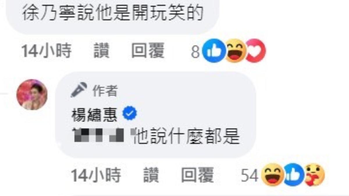 楊繡惠淡定回應。(圖/翻攝自楊繡惠臉書)