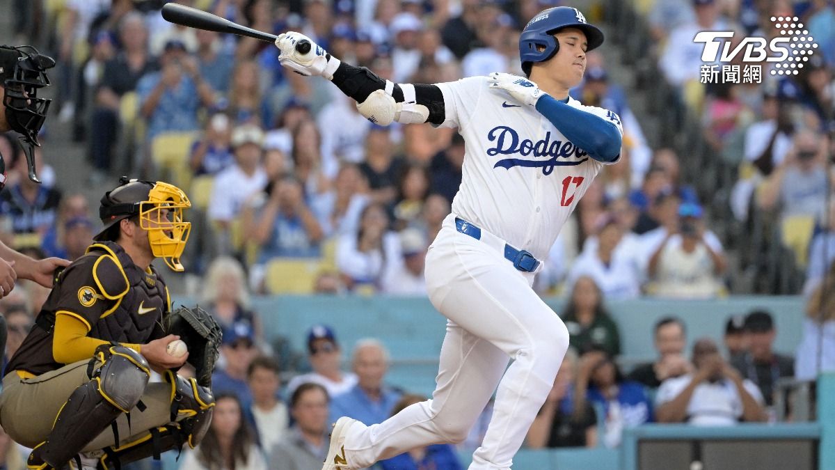 大谷翔平揮棒落空。(圖/達志影像路透社)