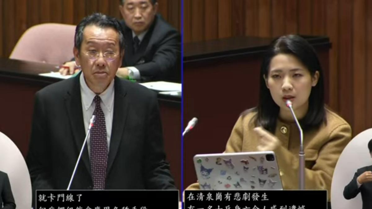 徐巧芯質詢時追問「打靶SOP」,顧立雄支吾其詞不清楚細節。(圖/翻攝自國會議事轉播頻道)